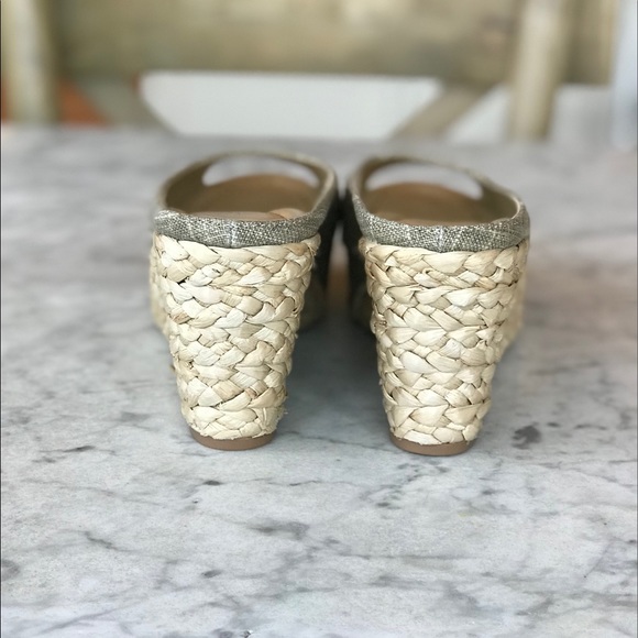 Linen Espadrille Style Peep Toe Sandal - Picture 2 of 8